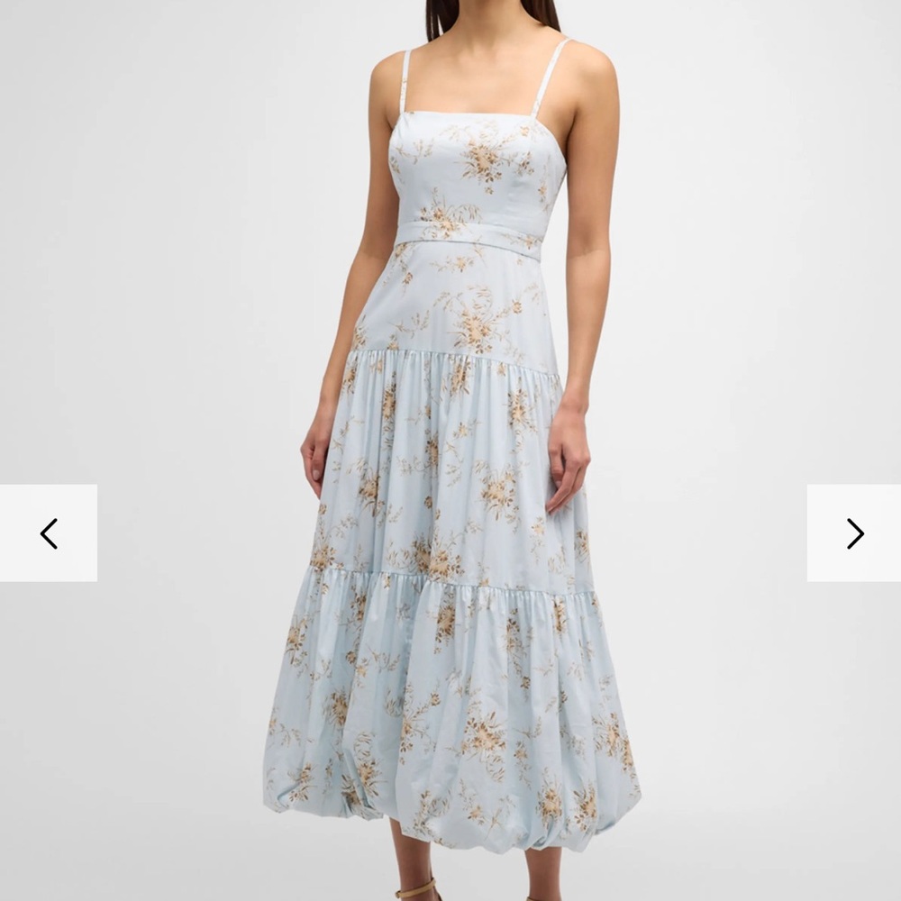 Cinq à Sept Light Blue Floral Amelie Midi Dress